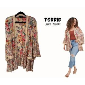 Torrid Floral Kimono Cardigan Size 1 NWOT